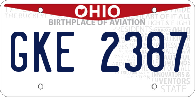 OH license plate GKE2387