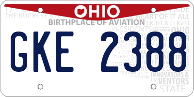 OH license plate GKE2388