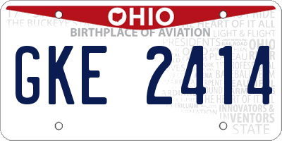 OH license plate GKE2414