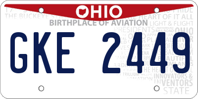 OH license plate GKE2449