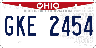 OH license plate GKE2454