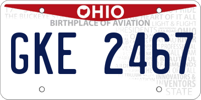 OH license plate GKE2467