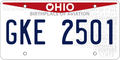 OH license plate GKE2501