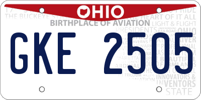 OH license plate GKE2505
