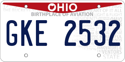 OH license plate GKE2532