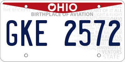 OH license plate GKE2572