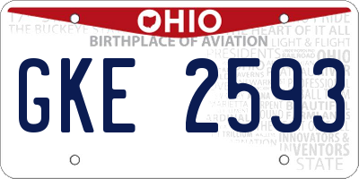 OH license plate GKE2593