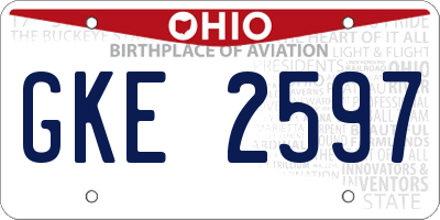 OH license plate GKE2597