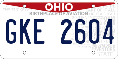 OH license plate GKE2604