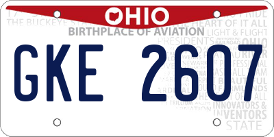 OH license plate GKE2607