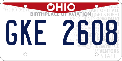 OH license plate GKE2608