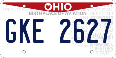 OH license plate GKE2627