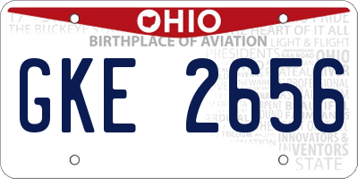 OH license plate GKE2656