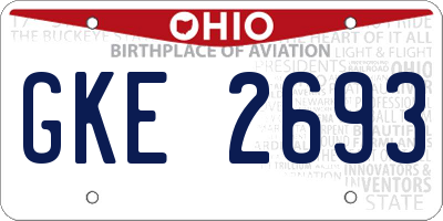 OH license plate GKE2693