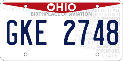 OH license plate GKE2748