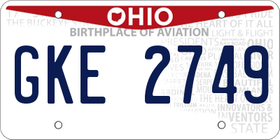 OH license plate GKE2749