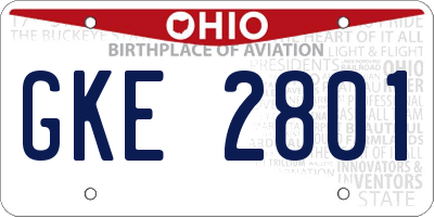 OH license plate GKE2801