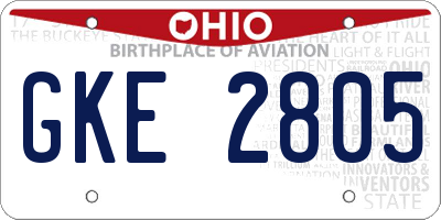 OH license plate GKE2805