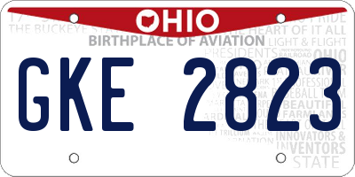 OH license plate GKE2823