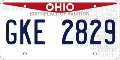 OH license plate GKE2829
