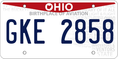 OH license plate GKE2858