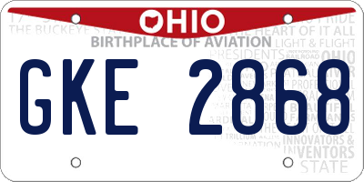 OH license plate GKE2868