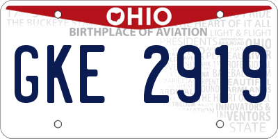 OH license plate GKE2919