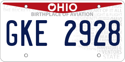OH license plate GKE2928
