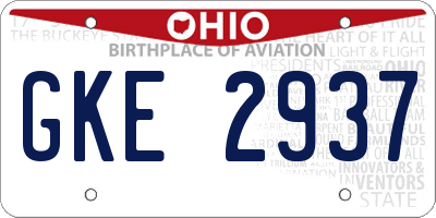OH license plate GKE2937