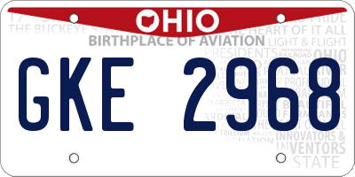 OH license plate GKE2968