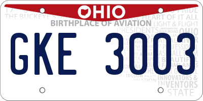 OH license plate GKE3003