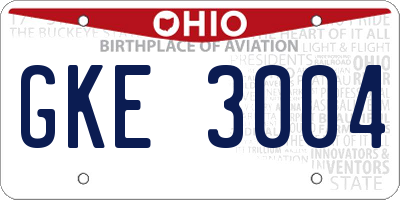 OH license plate GKE3004
