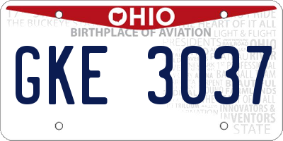 OH license plate GKE3037