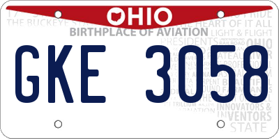 OH license plate GKE3058