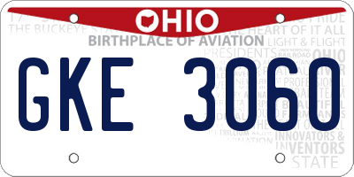 OH license plate GKE3060