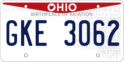 OH license plate GKE3062