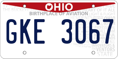 OH license plate GKE3067
