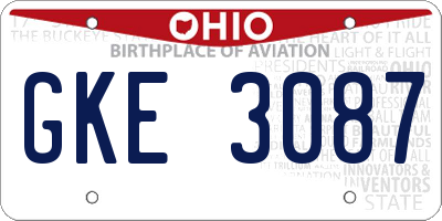 OH license plate GKE3087