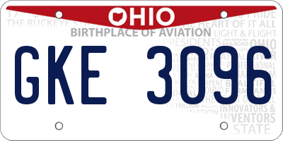 OH license plate GKE3096