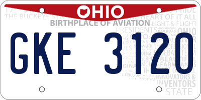 OH license plate GKE3120