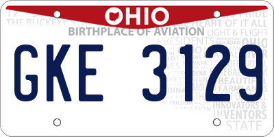 OH license plate GKE3129