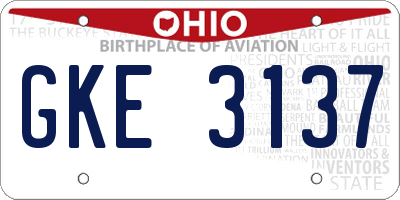 OH license plate GKE3137