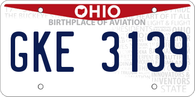 OH license plate GKE3139