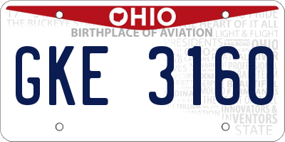 OH license plate GKE3160