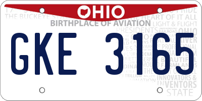 OH license plate GKE3165