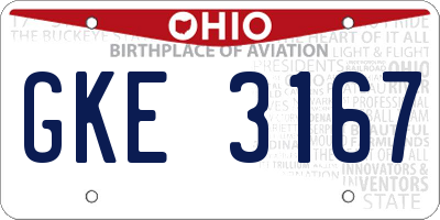 OH license plate GKE3167