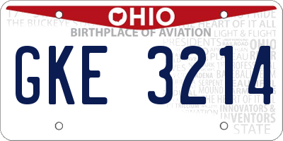 OH license plate GKE3214