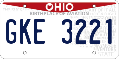 OH license plate GKE3221