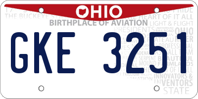 OH license plate GKE3251