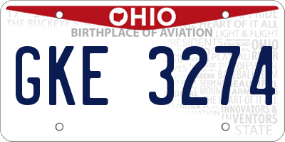 OH license plate GKE3274